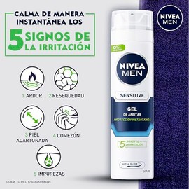 NIVEA MEN Gel para Afeitar Sensitive (200 ml) Enriquecido con Manzanilla para Piel Sensible, fórmula extra suave 0% alcohol