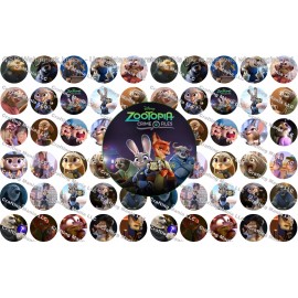 Crafting Mania LLC 60 Precut 1" Zootopia Bottle cap Images Set 1