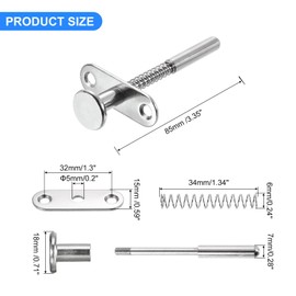 uxcell Plunger Latches, 7x45mm/0.24x3.35inch Steel Spring-Loaded Bolt Plunger Latch for Furniture Cabinet Bed Door, 4Pcs