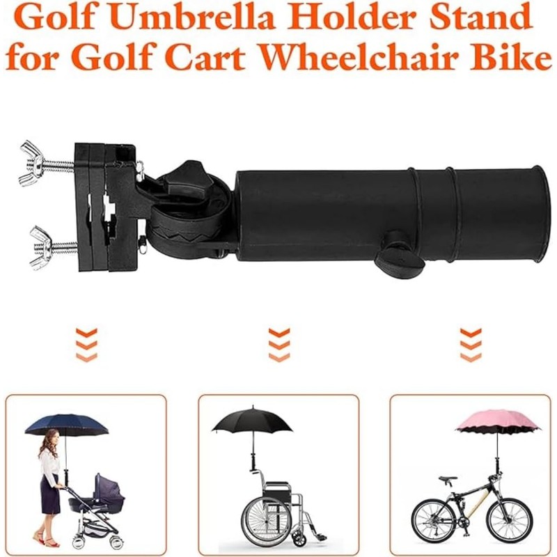 Universal Golf Cart Umbrella Holder, Adjustable Stand for Push Cart,