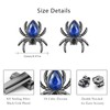 Gothic Spider Stud Earrings, 925 Sterling Silver Blue Zircon Stone