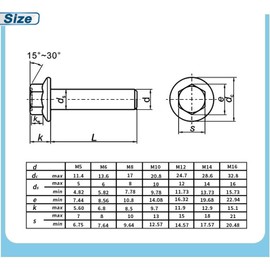 cSeao M8 x 30mm Flanged Hexagon Bolts, Flanged Hex Screws, 10.9 Grade, Black Oxide