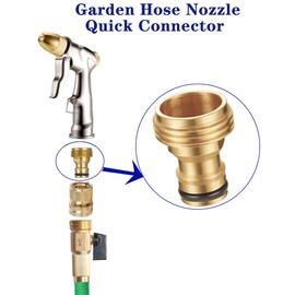 Solid Brass Hose Connector 6 Pieces 3/4" GHT Thread Male Hose Quick Connectors Adapter to Connect Garden Hose