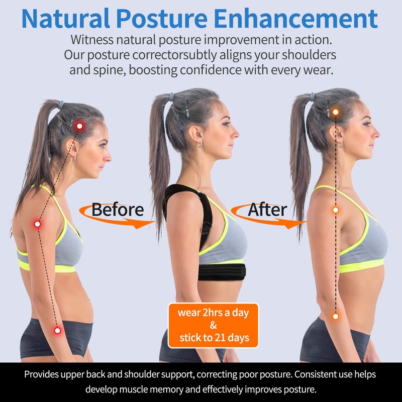 Back Brace Posture Corrector for Women and Men, Adjustable Back