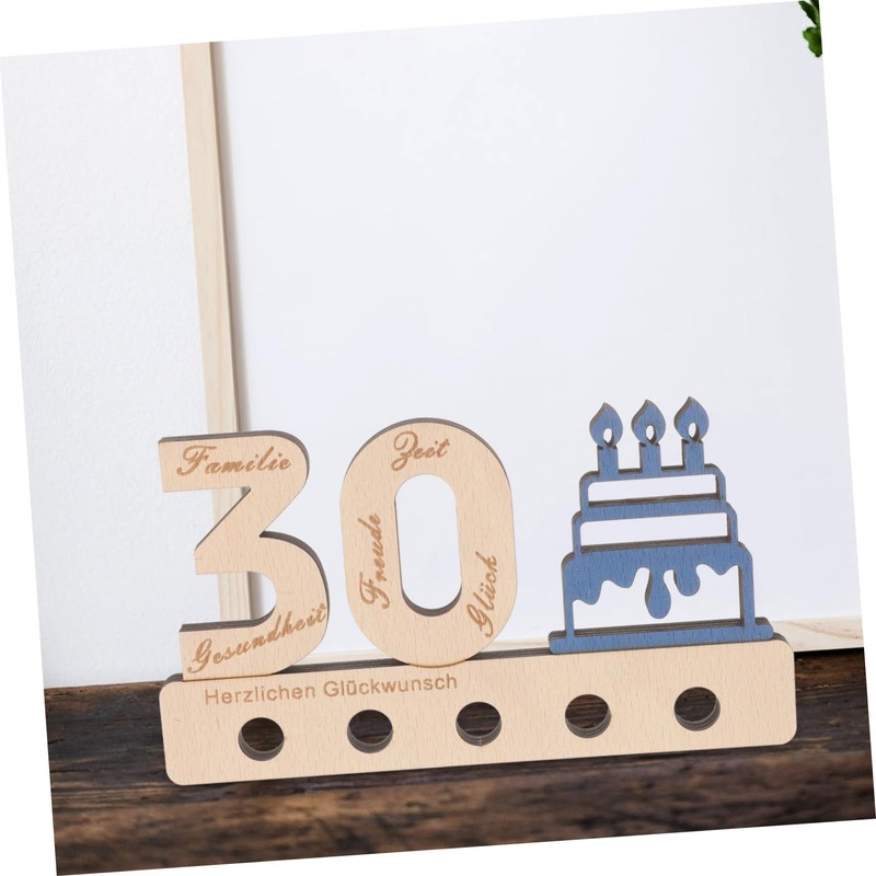 STOBOK Unique Wooden Guestbook Sign Birthday Decor Number Sign Desk