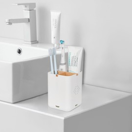 Toothbrush Holders for Bathroom Countertop, Detachable Electric Toothbrush Holder with Divider Toothbrush and Toothpaste Organizer Storage (3 Slots White)