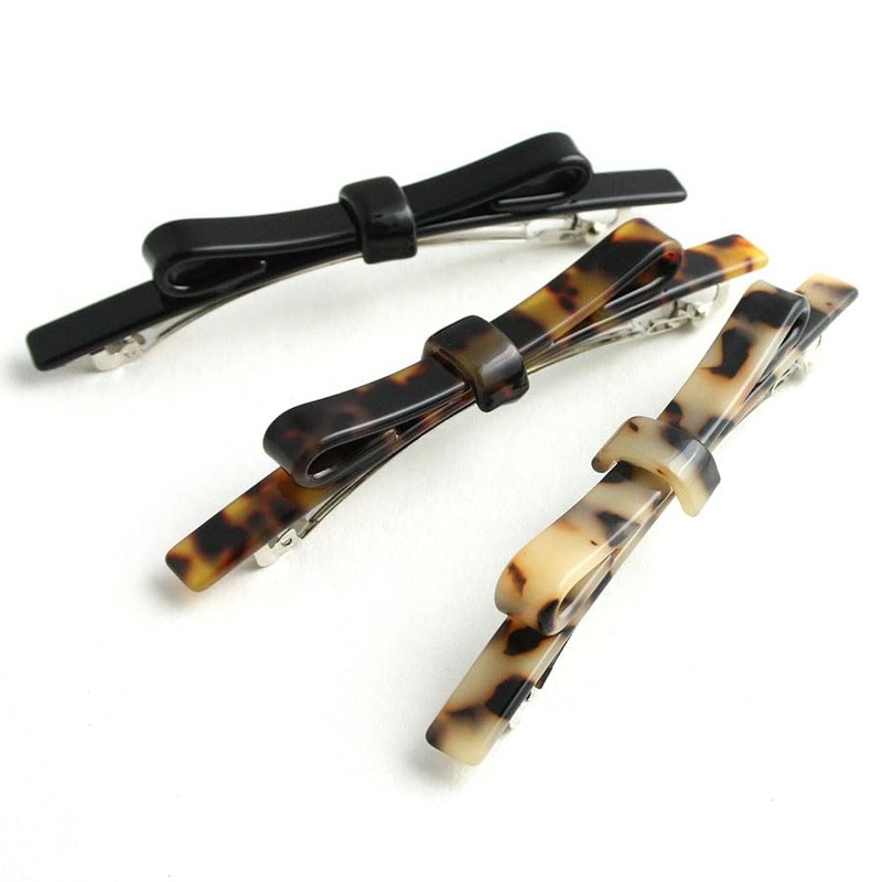 VingTAINE H7047-BR- Tortoise Shell Style Thin Ribbon Barrette Marble Thin