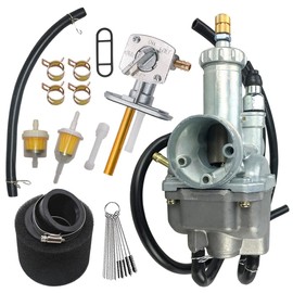 KLF250 KLF220 Carburetor Fits for Kawasaki Bayou 250 KLF250A 2003-2011, Kawasaki Bayou 220 KLF220A 1988-2002 ATV with Air Filter & Fuel Gas Petcock Valve