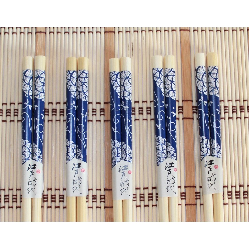 AAF Nommel® No. 022 Bamboo Chopsticks 5 Pairs Beige Blue
