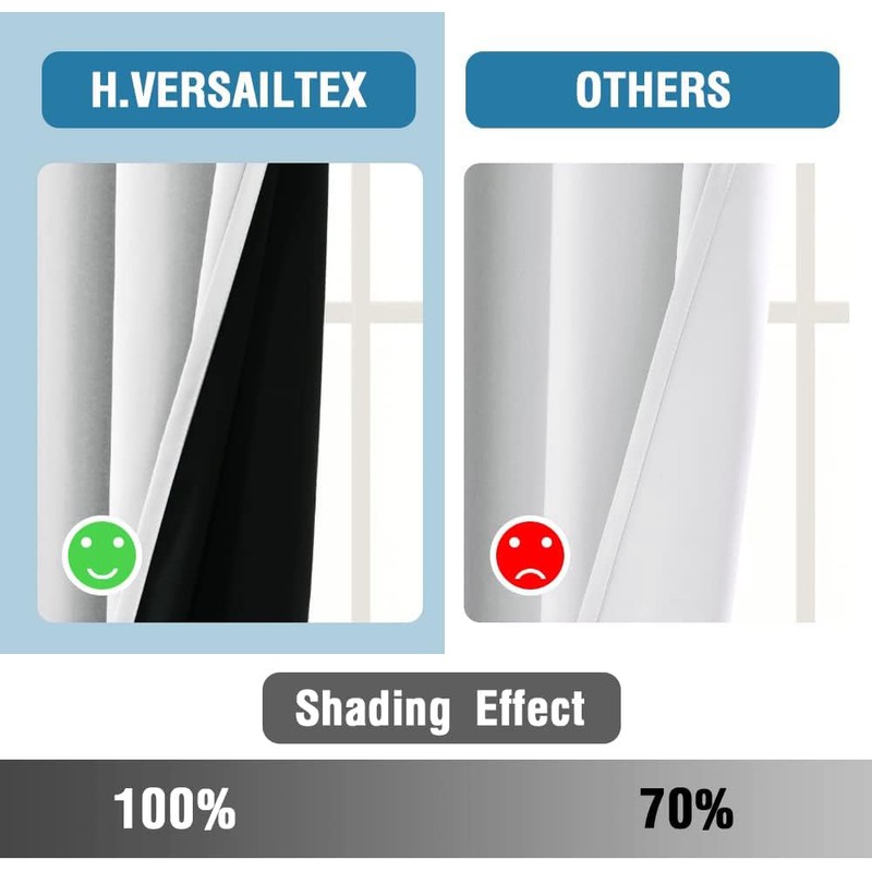 H.VERSAILTEX 100% Blackout Curtains for Bedroom Thermal Insulated Blackout Curtains