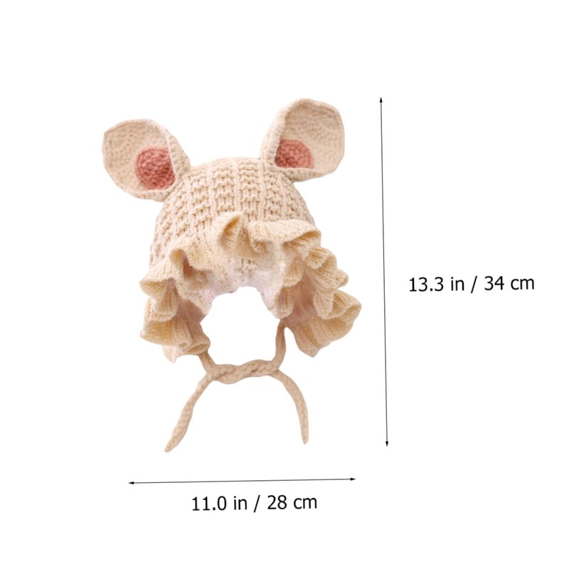 TOVINANNA Warm Rabbit Ear Knitted Hat for Babies Adjustable Winter