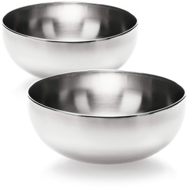 COM-FOUR® 2 x Stainless Steel Salad Bowls, Bowl Set, Mixing Bowl, Fruit Bowl, Metal Bowl, Stainless Steel Bowl, Serving Bowl, Decorative Bowl (2 Pieces, Diameter 24 cm)