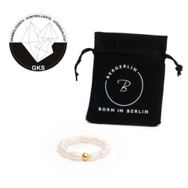 BERGERLIN Rice Pearl Ring with Gold Pearl - Pearl Ring for Men and Women - Certification of Authenticity, Pearl