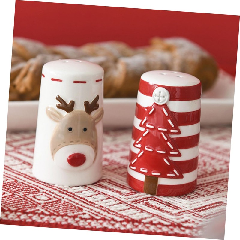 STOBAZA Set of 2 Ceramic Salt Pepper Christmas Jar Kitchen