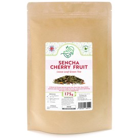 Sencha Cherry Fruit Green Tea - Premium Japanese-Style Sencha with Cherry Fruit & Rose & Jasmine (Sencha Cherry Fruit, 175g)