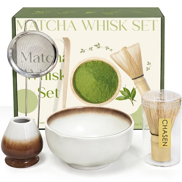 Cowcowcow Matcha Whisk Set, Complete Matcha Set with Matcha Whisk,