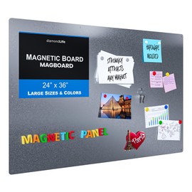 Diamond Life Magnetic Board - Memo & Vision Board for Home, Office, and Classroom - Magnet Board for Kids - Command Strips Included (Silver 24"x36")