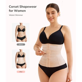 LODAY Segmented Waist Trainer for Women Corset Shapewear Waist Cincher Tummy Control Body Shaper(Beige,Medium)
