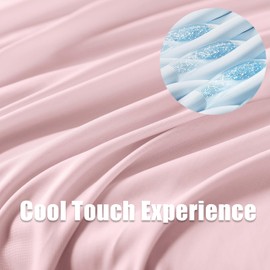 WhatsBedding Memory Foam Body Pillow with Zippered Cooling Cover, Full Body Pillow for Adults, Long Pillow for Sleeping, Fluffy Supportive, Ice Pink