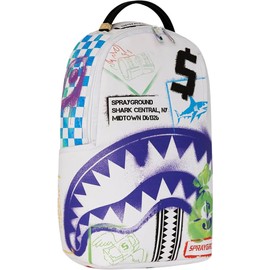 Sprayground - Shark Central Stencils White Dlxsv Backpack, Color As Shown, Size: O/S