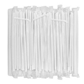 [100 Pcs] Bendy Individually Wrapped Plastic Straws - 8.25" Long Disposable Flexible Clear Drinking Straws