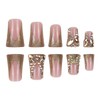 BAOYAALIN Duck Press on Nails Gold Glitter French Tip Fake