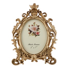 BESPORTBLE 1 x Oval Photo Frame for the Table Golden Wall Decoration Picture Holder Gold Decor Wedding Picture Frame Luxury Photo Frame Resin European Style Display Stand