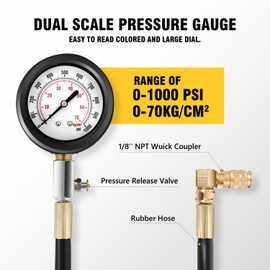 DNA MOTORING TU-15A Diesel Engine Compression Gauge Tester with Gauge & Adapters, Cylinder Pressure Meter Teste Tool Kit for Cars Trucks, TOOLS-00337