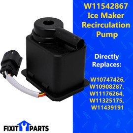 W11542867 Ice Maker Recirculation Pump Replacement for Whirlpool Replaces W10747426, W10908287, W11176264, W11325175, W11439191 (W11542867)