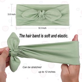 TuTive 6 Pack Bandana Headbands for Women Boho Wide Knotted Bow Headband, Rabbit Ears Removable Turban Sports Non-slip Soft and Elastic Hair Accessories