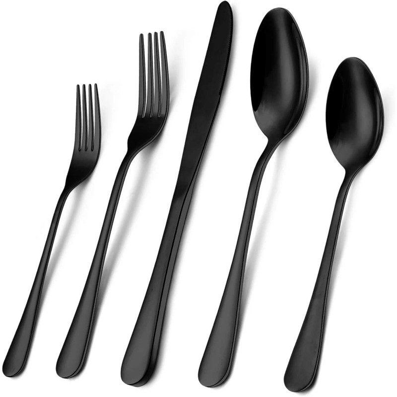 Kitchen 40-Piece Black Silverware Set for 8, Stainless Steel Cutlery