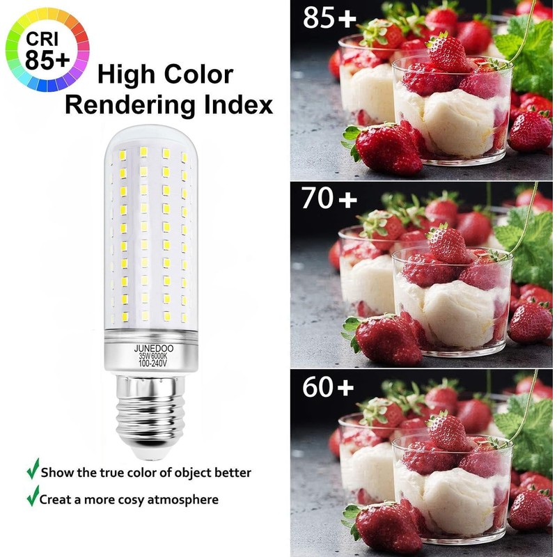 JUNEDOO E26 Garage LED Light Bulbs 35W, 6000K Daylight White,Edison