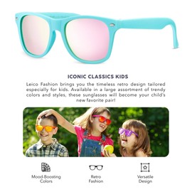 LEICO FASHION Kids Polarized Retro Sunglasses for Boys Girls Age 3-12 Shatterproof Rubberized Frame UV Protection Toddler Children Sun Glasses