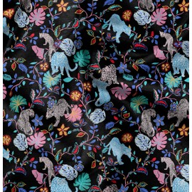 Soimoi Leopard Print - Black, Canvas Fabric Material - 56 Inch Wide, 1 Meter, Unstitched Fabric For Upholstery, Bags, Workwear And Outdoor Gear.