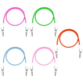Xinjoduz 5 PCS Silicone Dental Bib Clips, Bib Holder Clip Napkin Chain Neck Chain with Lanyard for Runners Dentists Youth Elderly Adult Patient Towels Restaurant Cloth Travel (5 Colors)