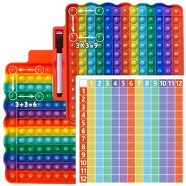 Leogony 4 in 1 Times Table Poppet 12x12 and Addition 12+12 for Kids, Double Sided Multiplication Pop It 12x12 Set