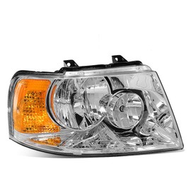 Auto Dynasty FO2503198 OE Style Passenger/Right Side Chrome Housing Headlight Lamp Compatible with Ford Expedition 03-06