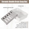 Double Layer Ceramic Soap Dish, Waterproof Soap Dish with Drain,