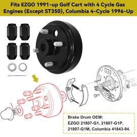 LEAPGOMAX EZGO Brake Drum hub 1 Inch Large Hole Fine Spline for 1991 up 4 Cycle Gas EZGO TXT/Medalist/RXV/Marathon/MPT/Columbia Golf Cart OEM#21807G1, 41843-94