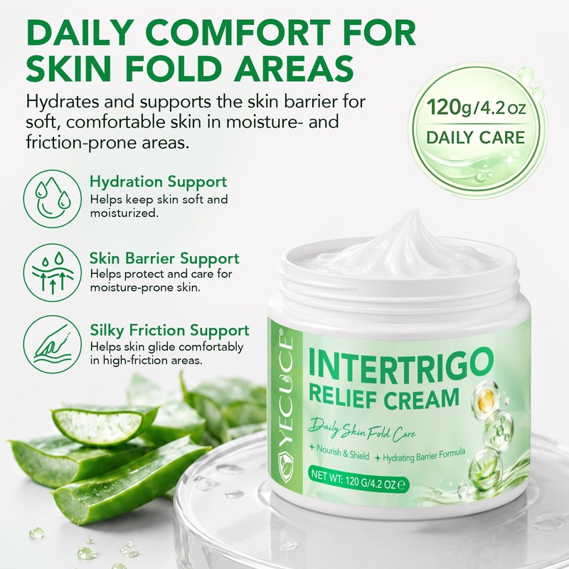 Intertrigo Relief Cream, Skin Fold Care & Anti Chafing, 120g