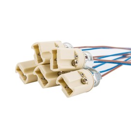 ODETOJOY G9 Base Bulb Socket Ceramic Lamp Holder Halogen Beads with Wire Stand LED Aging Test Lamp Bracket (5Pcs)