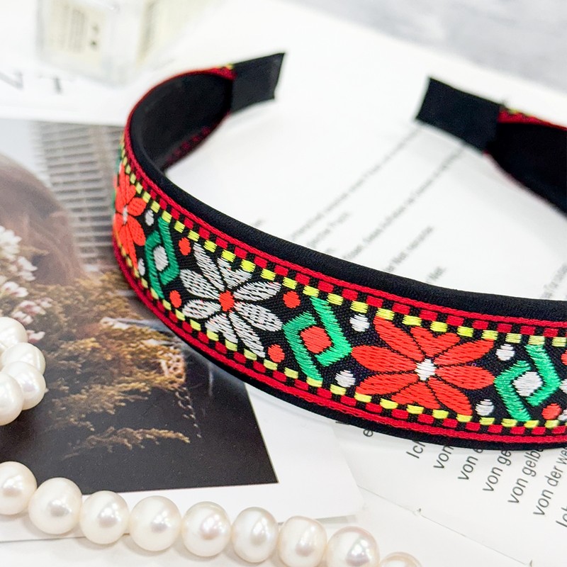 (2 types) Burnaby Bright Flower Ethnic Hairband Scarlet / (2종)