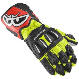 Berik Thunar Evo Motorcycle Gloves, Black/Neon Yellow/Neon Red, XS | Mit Protektoren
