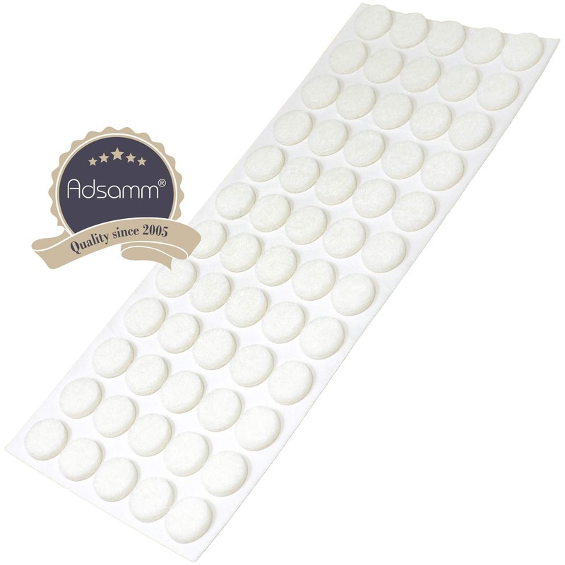 Adsamm® / 60 x Selbstklebende Filzgleiter/Weiß/ø 14 mm/Rund/Möbelgleiter aus Filz