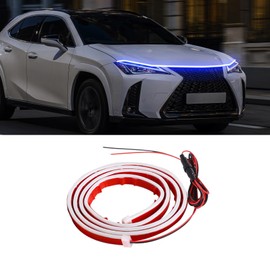 HAOBO Car Hood Light Strip, 12V Led Light Strip, Exterior Flexible Car Strip White Lights, Car Exterior Decoration Accessories Flexible Waterproof Daytime Running Lights for Car, Truck, SUV