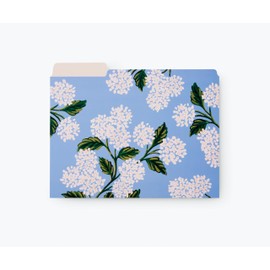 RIFLE PAPER CO. Hydrangea Assorted File Folders, Stay Organized with Our Stylish and Sturdy File Folders, Set of 6 Folders Includes 2 of Each Design and 12 Handy Adhesive Labels