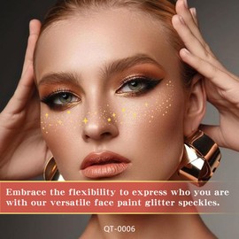 XZMeiLun 8Ps Face Glitter Speckles Patches, Rose Gold Glitter Freckles Face Tattoo, Glow Up Makeup Patches, Cute Glitter Makeup Accessories for Women, Cosmetic Glitter for Face Gift