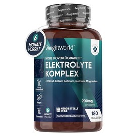 WeightWorld Elektrolyte Tabletten 900mg mit Magnesium, Kalzium, Kalium, Natrium & Chlorid 180 Stück - Elektrolytgleichgewicht & Muskelfunktion - Keto Ernährung - Elektrolyte ohne Zucker Komplex von WeightWorld