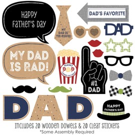 Big Dot of Happiness My Dad is Rad - Father's Day Photo Booth Props Kit - 20 Count