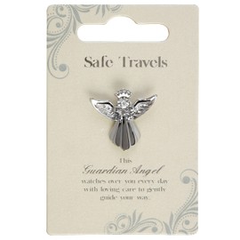 Guardian Angel Brooch for Safe Travels, Angel Badge with Rhinestone for Men and Women, Gift with Inspirational Message, Lapel Pins-Silver-One Size-Unisex 61293